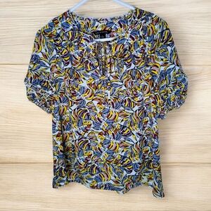 Zac & Rachel Floral Top with Ruffle Bubble Sleeves